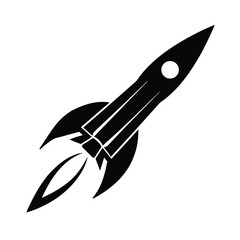 Rocket with Flame Trail Space Icon Vector Illustration