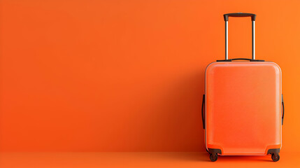 Orange Suitcase Against Orange Background