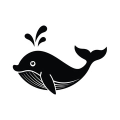 Whale Spouting Water Ocean Icon Vector Illustration