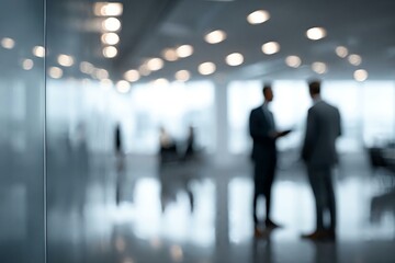 Blurred Business Meeting with Professionals in Modern Office Space
