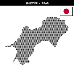 Fototapeta premium Small hexagonal dotted map of Shikoku in Japan