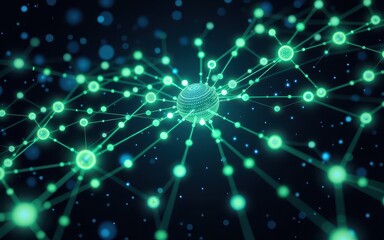 Fototapeta premium Abstract digital network with glowing nodes and connections.