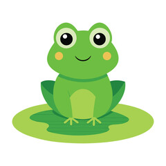 Fototapeta premium green frog on a lily pad with wide eyes and happy.