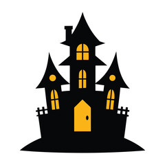 haunted house on white background.