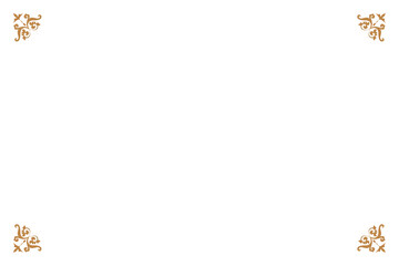 Elements of ornate vintage frames. Border gold on white classic calligraphy swirls, floral motifs. Design print for greeting cards, wedding invitations, restaurant menu, royal certificates. Set 11
