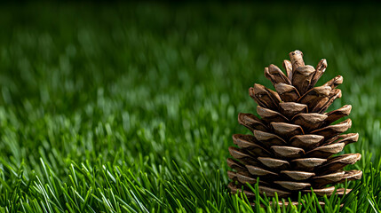Brown Pine Cone On Green Grass