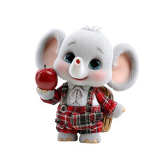 Adorable Baby Elephant with Backpack and Apple - Ready for School
