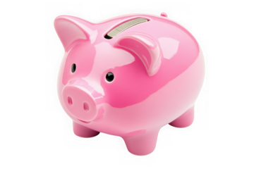 Pink piggy bank money savings finance investment pig coin bank cute piggybank illustration isolated on transparent background