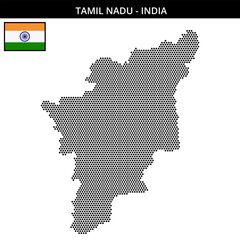 Small hexagonal dotted map of tamil-nadu in India