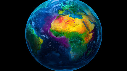 Colorful 3d Earth Globe Map Visualization