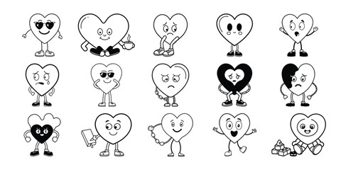 Fun Couple Hearts Silhouette Vector Bundle