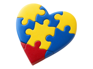 Heart shaped puzzle pieces autism awareness symbol, On Transparent Background, Png