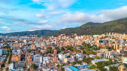 Aerial View of Bogotá, The Capital City Surrounded by Mountains in Cundinamarca, Colombia