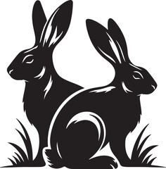 Obraz premium Hare silhouette black vector