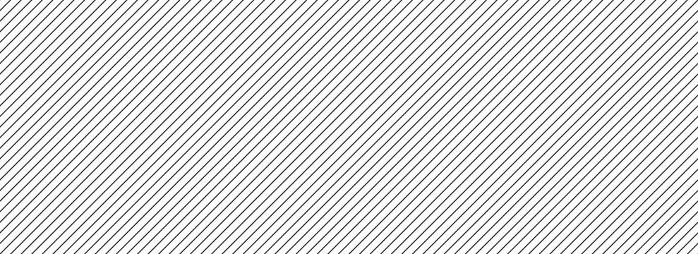 Seamless thin diagonal line pattern. Repeated slash lines background. Black and white angled linear wallpaper. Abstract tilted slanted stripes backdrop. Repeating oblique strip texture. Vector