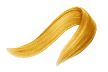 Blond hair lock softly cascading, floating against transparent background, ready for seamless graphic design integration