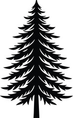 Fototapeta premium Pine Tree Silhouette Vector Illustration In White Background