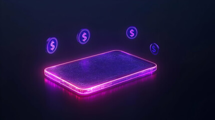 Abstract Glowing Smartphone With Floating Dollar Symbols