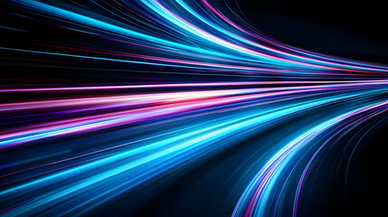 Abstract Glowing Light Trails On Dark Background