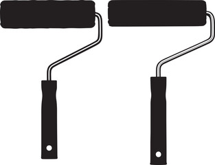 Obraz premium Paint roller painting tool silhouette vector illustration