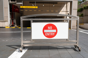 Singapore, Singapore - May 01, 2025: No entry sign in Orchard Road, Singapore with parking backdrop