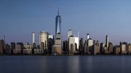Skyline of Manhattan at blue hour. Background