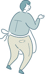 店員さんのシンプルな線画のベクターイラスト