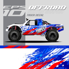 Car wrap decal designs. Abstract American Flag Pattern and sport background for racing livery or daily use car vinyl sticker. Full vector eps 10.