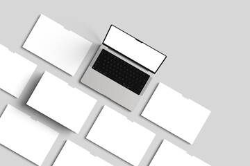 Laptop screen website blank mockup 3d rendering