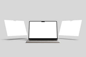 Laptop screen website blank mockup 3d rendering