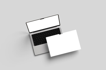 Laptop screen website blank mockup 3d rendering
