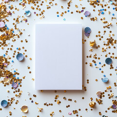 Blank White Paper Surrounded by Colorful Confetti.ai generated