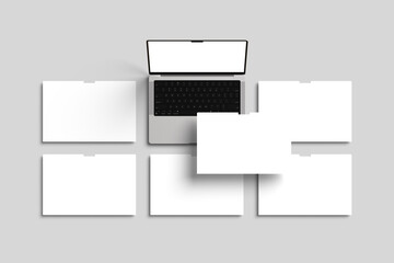 Laptop screen website blank mockup 3d rendering