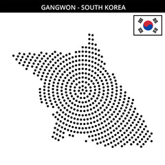 Obraz premium Big circular dotted map of gangwon in South Korea