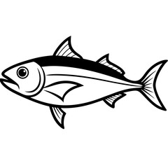 Detailed Amberjack Fish Illustration Saltwater Predatory Species with Fins Tail and Scales in a Vector Graphic Design