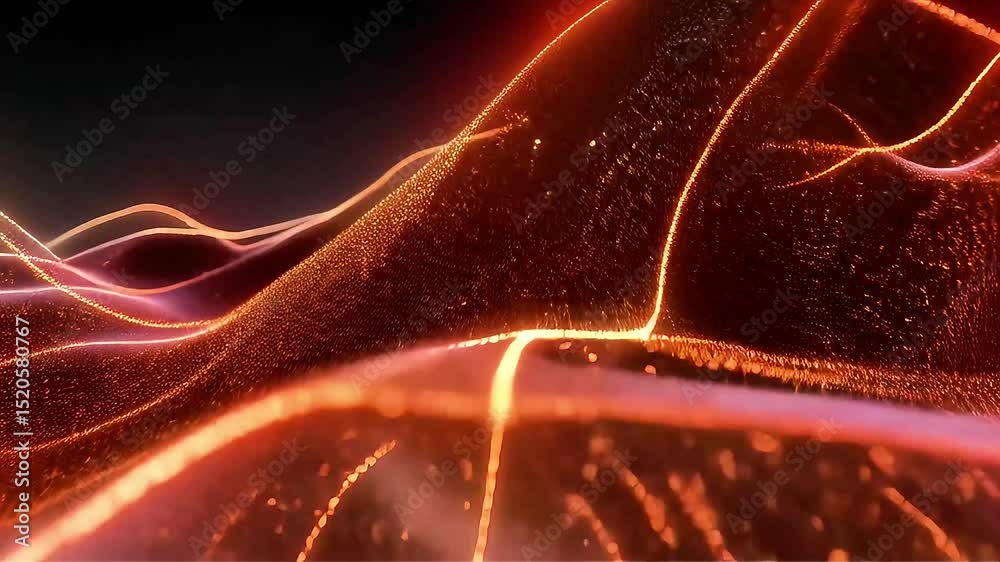 Poster abstract orange particle wave animation