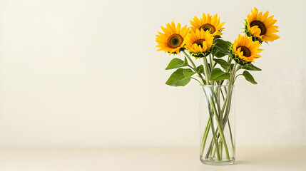 Beautiful Bouquet Of Sunflowers In A Clear Vase