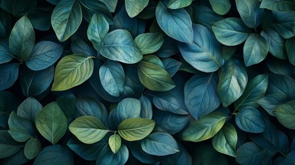 Dark Teal and Green Lush Leaves Background