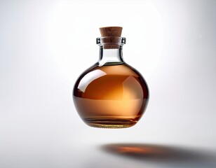 Elegant Glass Potion Bottle with Dark Liquid on White Background