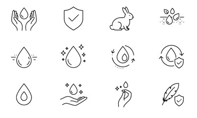 Skincare and Product Certification Icons: Emphasizing Safety, Cruelty-Free, and Gentle Formulas.