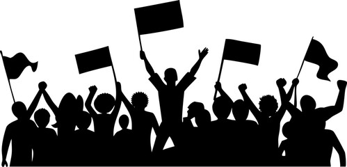 Dynamic crowd illustration with flags banners and sports themes ideal for event promotions or social gatherings artwork with vibrant colors