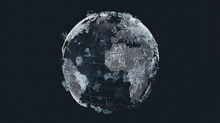 Digital earth globe with points and structures