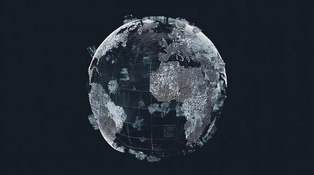 Digital earth globe with points and structures