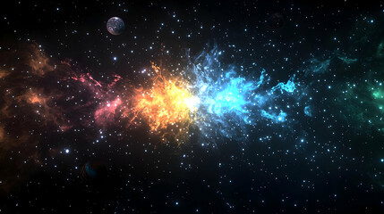 Naklejka premium Colorful Nebula In Deep Space