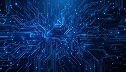 Abstract Blue Circuit Board Design with Light Effects and Patterns