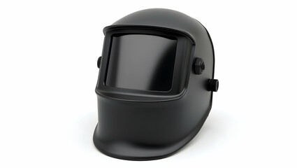 The Toolverse Welding helmet with auto-darkening lens, matte black surface, front-facing angle, isolated on white background with slight reflection (3)