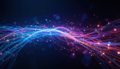 Fototapeta premium Vibrant Light Waves with Bokeh Effect for Abstract Background Designs