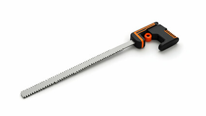 The Toolverse Mini hacksaw with thin blade and ergonomic grip, placed in profile view on white, isolated with high realism, precise detailing (1)