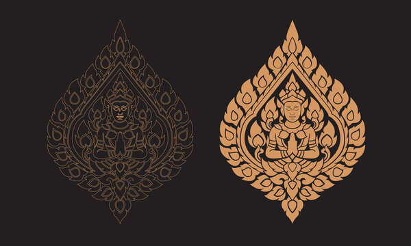 Naklejki Traditional pattern art drawing. Best art drawing for decoration on background or wall.