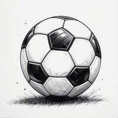 Fototapeta premium Detailed Illustration of a Classic Soccer Ball on Grass Background